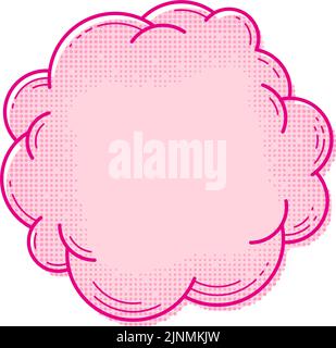 Text box template in comic style. Empty halftone text bubble. Pop art cloud for banner. Pink comic box balloon. Message or speech bubble. Vector Stock Vector