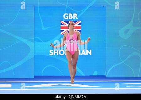 Rome, Italy. 12th Aug, 2022. 12th August 2022; Rome, Italy: Shortman Kate in the solo synchronised swimming free routine during the 2022 European Aquatics Championships, in Rome, Italy Credit: Action Plus Sports Images/Alamy Live News Stock Photo