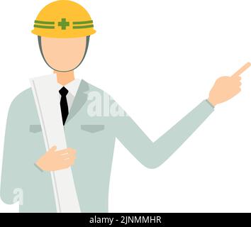 Construction site director pose set, male Stock Vector