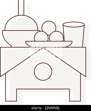 Thin line funeral icon, rice Stock Vector