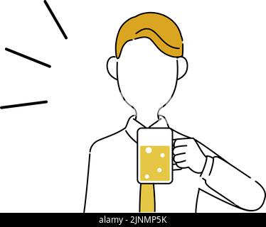 Faceless pose illustration, office worker's upper body, beer on the way home from work Stock Vector