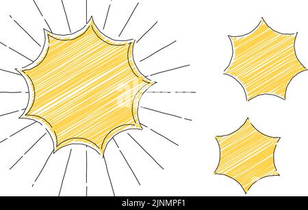 Loose line art, handwritten style balloon set with concentrated lines Stock Vector