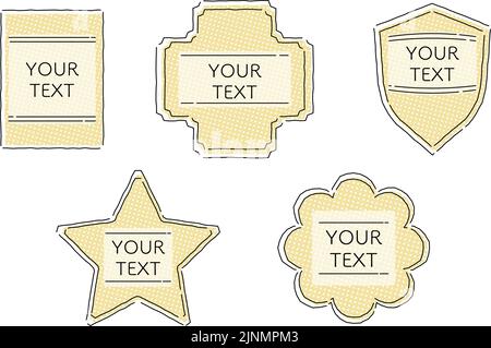 Loose line art, handwritten style frame set Stock Vector