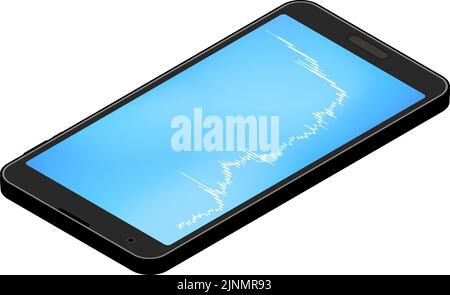 Candlestick charts, rises, isometrics used for stocks, FX and virtual currencies seen on smartphone apps Stock Vector