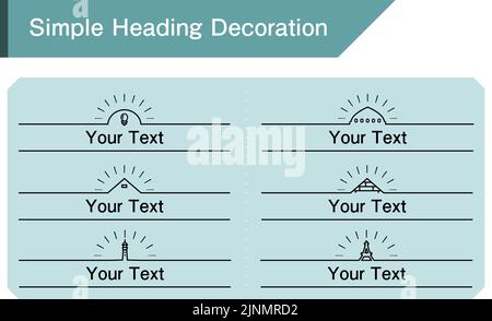 Simple headline decoration, symbol design, transparent background on light blue background Stock Vector