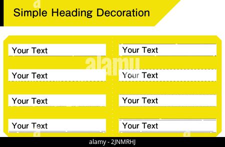 Simple headline decoration line, white background on yellow background Stock Vector