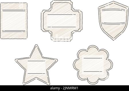 Loose line art, handwritten style frame set Stock Vector