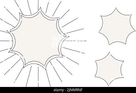 Loose line art, handwritten style balloon set with concentrated lines Stock Vector