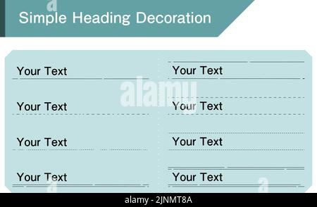 Simple heading decoration line, transparent background on light blue background Stock Vector
