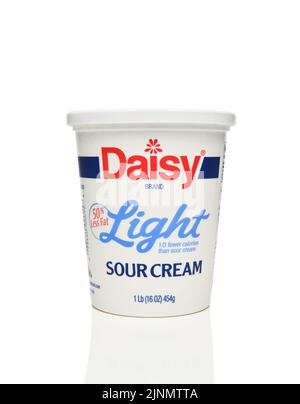 IRVINE, CALIFORNIA - 12 AUG 2022: A 16 ounce carton of Daisy Brand Light Sour Cream. Stock Photo