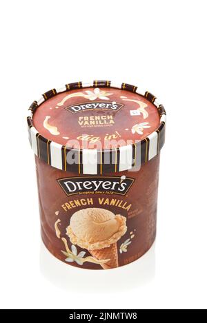 IRVINE, CALIFORNIA - 12 AUG 2022: A carton of Dreyers French Vanilla Ice Cream. Stock Photo