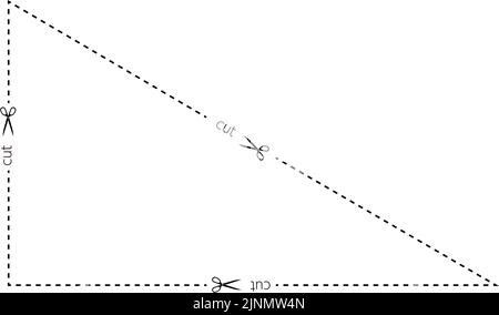 Cut line with scissors and cut letters Stock Vector