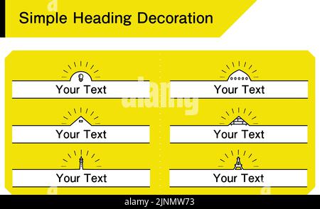 Simple headline decoration symbol design, white background on yellow background Stock Vector