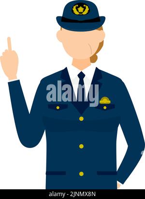 Senior female police officer posing, Pointing Stock Vector