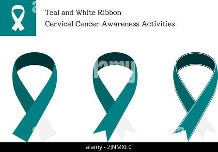 Set of teal and white ribbons, 3 patterns Stock Vector