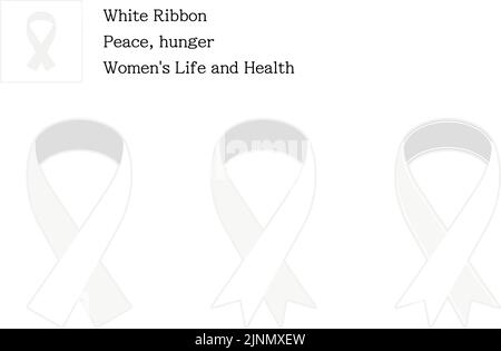 Set of white ribbons, 3 patterns Stock Vector