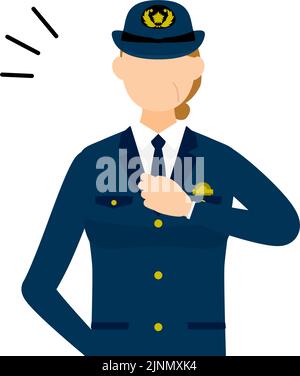 Senior female police officer posing, Clapping your chest Stock Vector