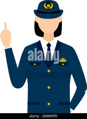 Young female police officer posing, Pointing Stock Vector