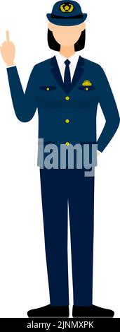 Young female police officer posing, Pointing Stock Vector