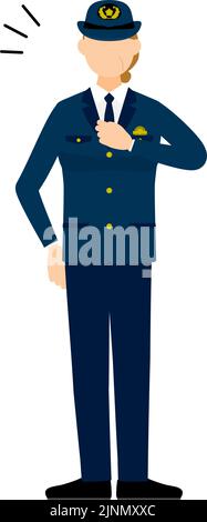 Senior female police officer posing, Clapping your chest Stock Vector