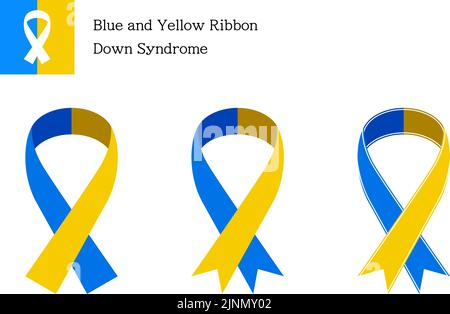 Set of blue and yellow ribbons, 3 patterns Stock Vector