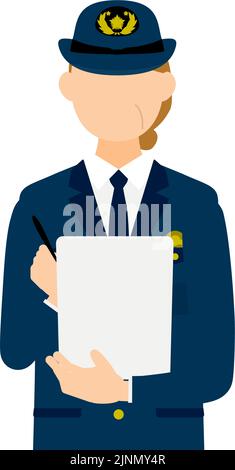 Senior female police officer posing, Policing Stock Vector