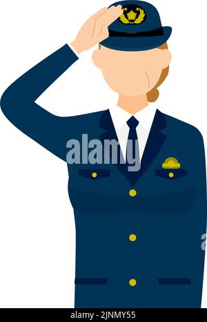 Senior female police officer posing, Salute Stock Vector