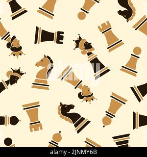 Chess pieces pattern. Seamless strategy game vector background. Stock Vector