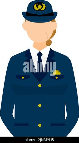 Senior female police officer posing, Back hands folded Stock Vector