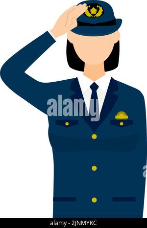 Young female police officer posing, Salute Stock Vector