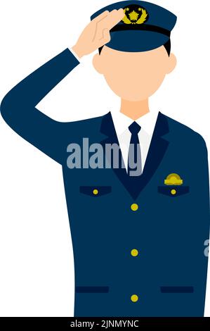 Young male police officer posing, Salute Stock Vector