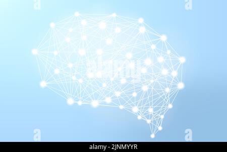 Abstract, technology image resembling a brain, pale light blue background Stock Vector