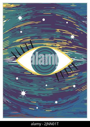 Abstract eye vector illustration. Wall art design. Mystical esoteric poster. Stock Vector