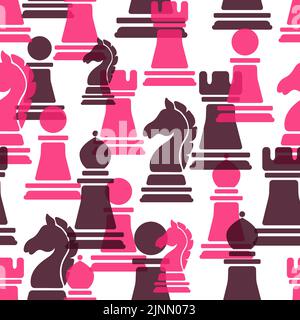 Chess pieces seamless pattern. Strategy game vector illustration. Stock Vector