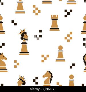 Chess pieces seamless pattern. Strategy game vector illustration. Stock Vector