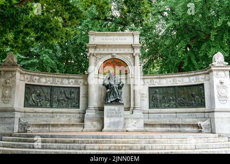 Washington, DC - June 27, 2022: Memorial to Samuel Hahnemann who was a German physician known for creating the system of alternative medicine called h Stock Photo