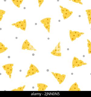 Cheese pattern. Vector seamless illustration with pieces of cheese. Stock Vector