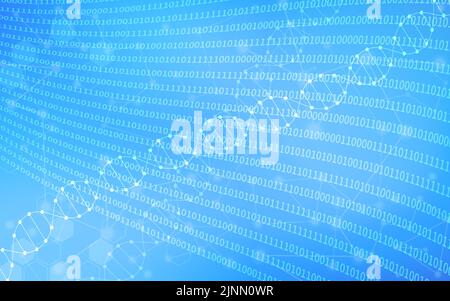 Image of the integration of genetic engineering and science and technology on a blue gradient background. Stock Vector
