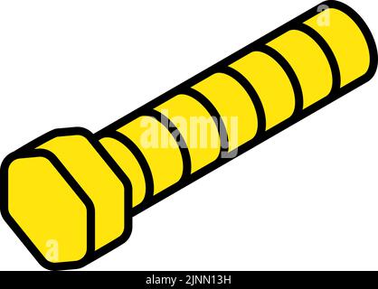 Yellow simple bolt isometrics icon, skeletal parts Stock Vector