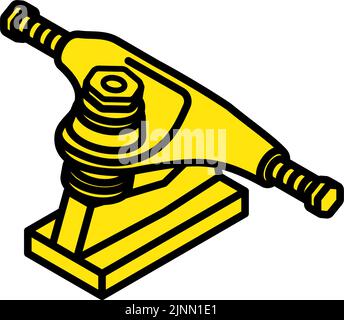 Yellow simple track isometrics icon, skateboard parts Stock Vector