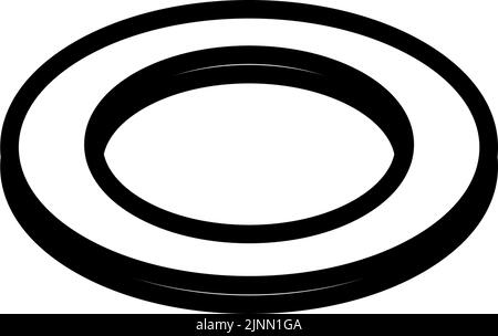 Simple black and white washer isometrics icon, skeletal parts Stock Vector