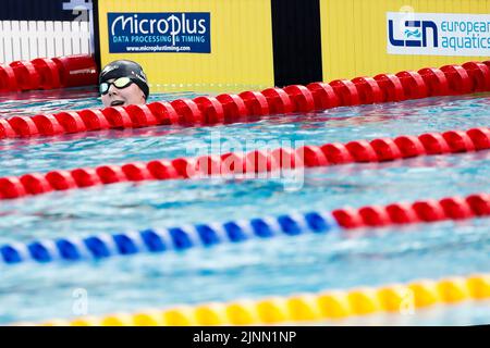 Rome, Italy. 12th Aug, 2022. Belgian Roos Vanotterdijk pictured after the women's 50m butterfly at the swimming European championships in Rome, Italy, Friday 12 August 2022. The European Swimming Championships 2022 take place from 11 to 21 August. BELGA PHOTO NIKOLA KRSTIC Credit: Belga News Agency/Alamy Live News Stock Photo