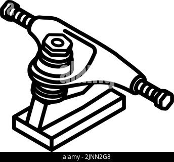 Simple black and white track isometrics icon, skateboard parts Stock Vector