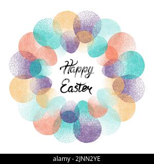 Happy Easter card design. Round frame with Easter eggs. Stock Vector