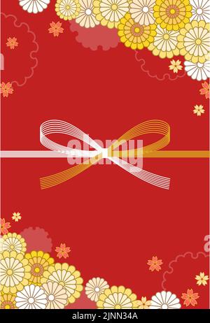 New Year's card, mizuhiki and plum blossoms, 2022 Stock Vector