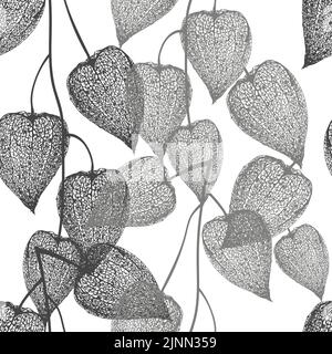 Physalis flowers seamless pattern. Vector illustration Stock Vector