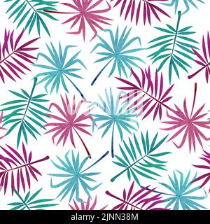 Colorful tropical leaves pattern. Seamless vector jungle tropic background. Stock Vector