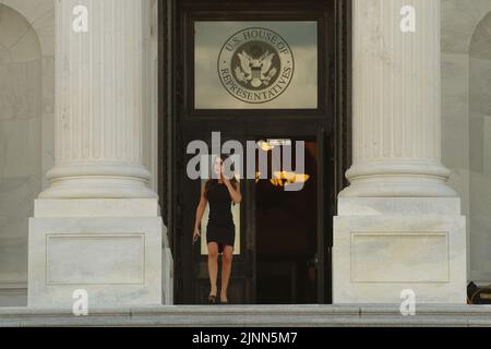 Washington DC, USA. 12 Aug 2022, U.S. Rep. Lauren Boebert (R-Col.) exits the Capitol after voting against the Inflation Reduction Act. Credit: Philip Yabut/Alamy Live News Stock Photo