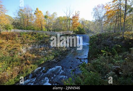 Landscape with Cedar Cliff Falls - Ohio Stock Photo