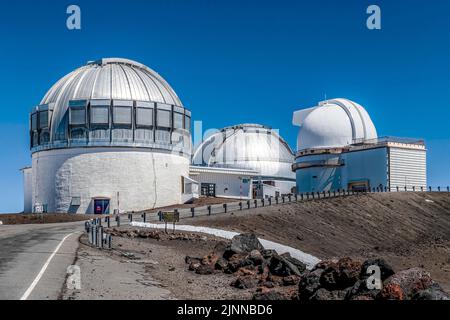 Volcano Summit Observatories, Mauna Kea Ice Age Natural Area Reserve, Big Island, Hawaii Stock Photo